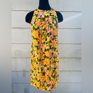 Vintage 1960s Spring Floral Handmade Halter MIDI Dress
